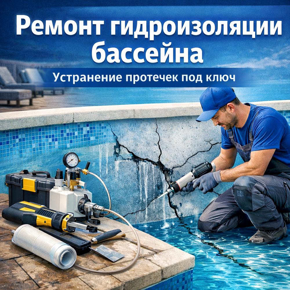 Ремонт гидроизоляции бассейна | Устранение протечек чаши бассейна под ключ