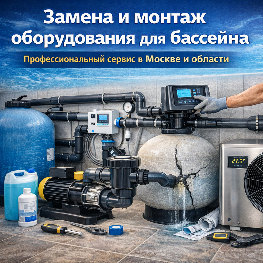 Замена и монтаж оборудования для бассейна в Москве и области